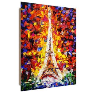 Tableau bois tour eiffel abstraction 80 x 120 cm