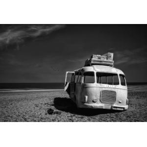 Tableau bus échoué imprimé sur toile 90x60 cm