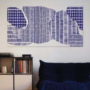 Tableau canopée bleu en toile imprimée, 120x80 cm