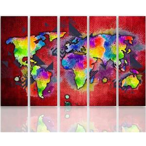 Tableau carte colorée du monde 250 x 120 cm