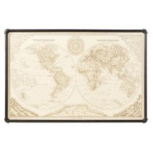 Tableau carte du monde en métal noir 133x87