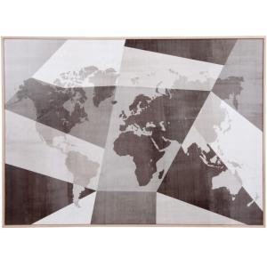 Tableau carte du monde et formes géométriques gris, noir, b…