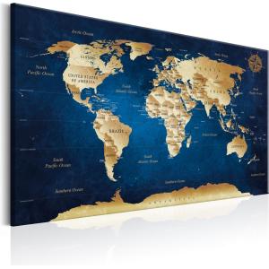 Tableau carte du monde les profondeurs bleu foncé 120 x 80…