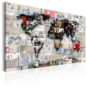 Tableau carte inspiration banksy 120 x 80 cm