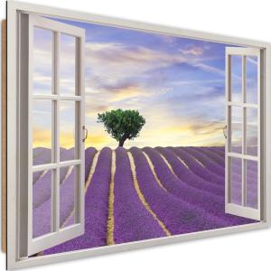 Tableau champ de lavande bois 120 x 80 cm