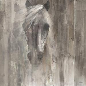 Tableau cheval blanc aquarelle imprimé sur toile 50x50 cm
