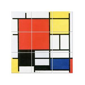 Tableau composition avec large plan rouge - Piet Mondrian 1…
