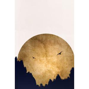 Tableau crepuscule doré impression sur aluminium 60x90 cm