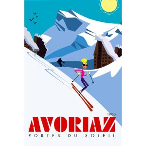 Tableau de voyage Avoriaz 1800 imprimé sur toile 40x60 cm