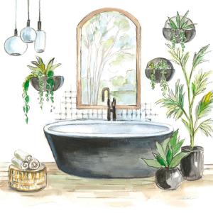 Tableau déco baignoire de rêve vert imprimé sur toile 50x50…