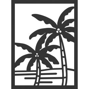 Tableau en bois noir Palmiers 28x37,5cm