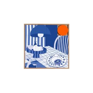 Tableau en bois taquin monochrome bleu  63 x 63