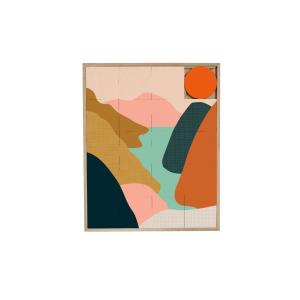 Tableau en bois taquin paysage baigné de couleurs 63 x 78