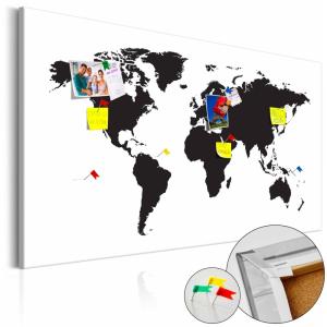 Tableau en liège carte du monde : élégance noir et blanc 90…