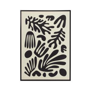 Tableau en lin avec impression 3D abstrait beige et noir 72…