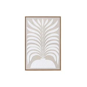 Tableau en lin avec impression 3D beige et blanc 73x53x4 cm