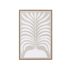 Tableau en lin avec impression 3D beige et blanc 93x63x4 cm