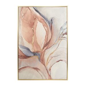 Tableau en polyester abstrait rose et doré 92x62x4 cm