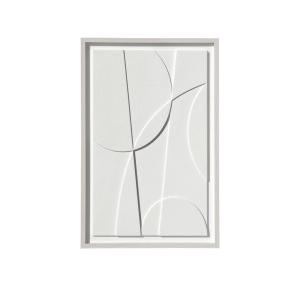 Tableau en résine 3D texturée abstrait blanc 90x60x4 cm