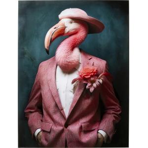Tableau en verre flamant rose costume 120x160cm Kare Design
