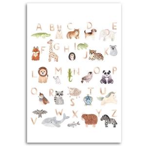 Tableau enfant alphabet with pets multicolore 30x40