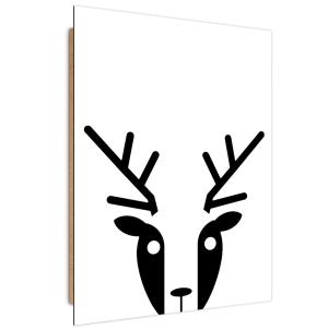 Tableau enfant bois contrast deer noir et blanc 60x90