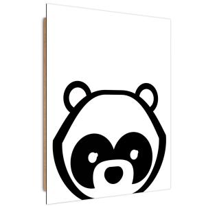 Tableau enfant bois contrast panda noir et blanc 80x120