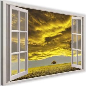 Tableau fenêtre, nuages ​​et arbre 120 x 80 cm