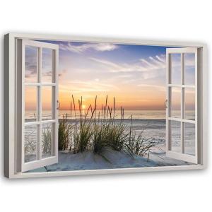 Tableau fenêtre sur la plage 120 x 80 cm