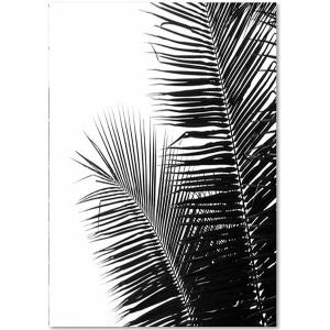Tableau feuilles de palmier 2 Toile intissée Noir