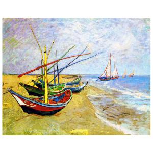 Tableau Fishing Boats On The Beach Vincent Van Gogh 80x100cm