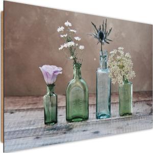 Tableau fleurs de bois dans des vases en verre 120 x 80 cm