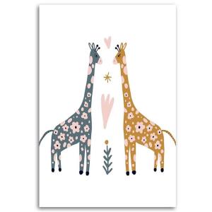 Tableau girafe colorée Toile intissée Multicolore