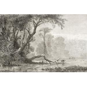 Tableau gravure les bords du fleuve imprimé sur toile 90x60…