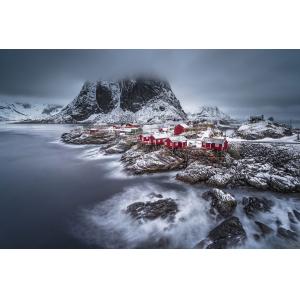 Tableau hiver magique aux lofoten toile imprimée 120x80 cm