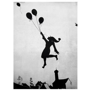 Tableau impression sur toile Flying Balloon Girl 50x70cm