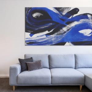 Tableau infini bleu en toile imprimée, 150x90 cm