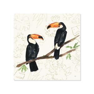 Tableau Joyeux oiseaux tropicaux imprimé sur toile 100x100c…