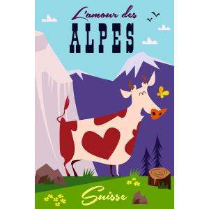 Tableau  l'amour des Alpes Suisse imprimé sur toile 40x60 c…