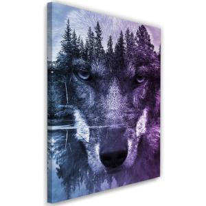 Tableau loup violet 80 x 120 cm