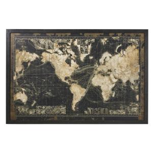 Tableau lumineux carte du monde noire 180x120
