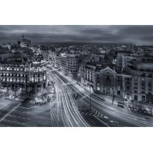 Tableau madrid city lights impression sur aluminium 120x80…