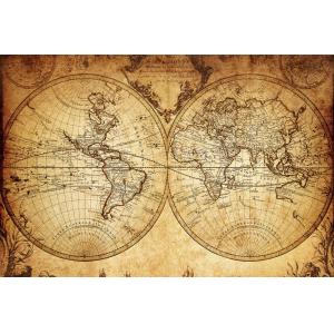 Tableau mappemonde ancienne impression sur verre acrylique…