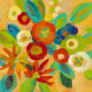 Tableau marché aux fleurs  imprimé sur toile 80x80 cm