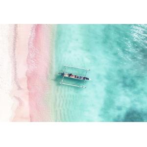 Tableau mer et plage plage rose à bali  imprimé sur toile 9…