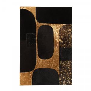 Tableau moderne en cuir 60x90cm noir et doré