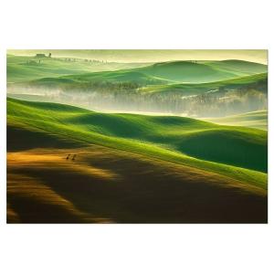 Tableau nature collines brumeuses imprimé sur alu 120x80cm