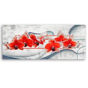 Tableau orchidée rouge 120 x 40 cm