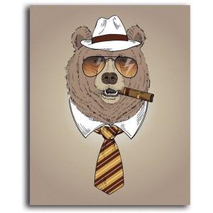 Tableau ours avec cigare 40 x 60 cm