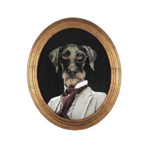 Tableau ovale portrait chien 53x64